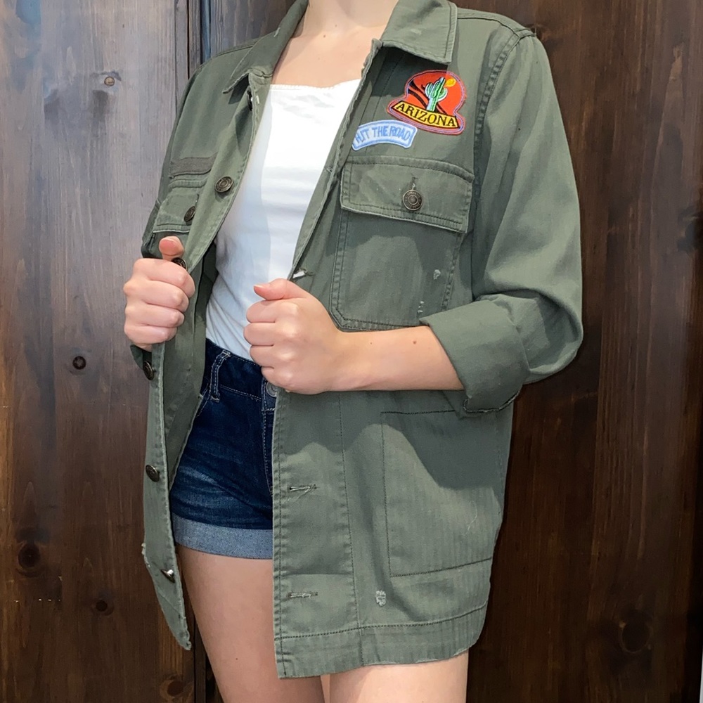 Army Green Patched Jacket